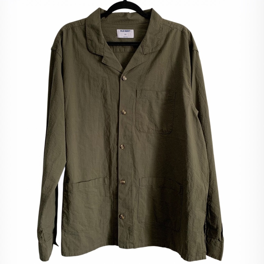 Old Navy 100% Cotton Army Green Buttoned Long Sleeves Shirt
